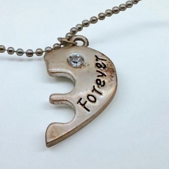 Silver Puzzle Piece'Forever' Pendant Necklace 19 In - Picture 1 of 5